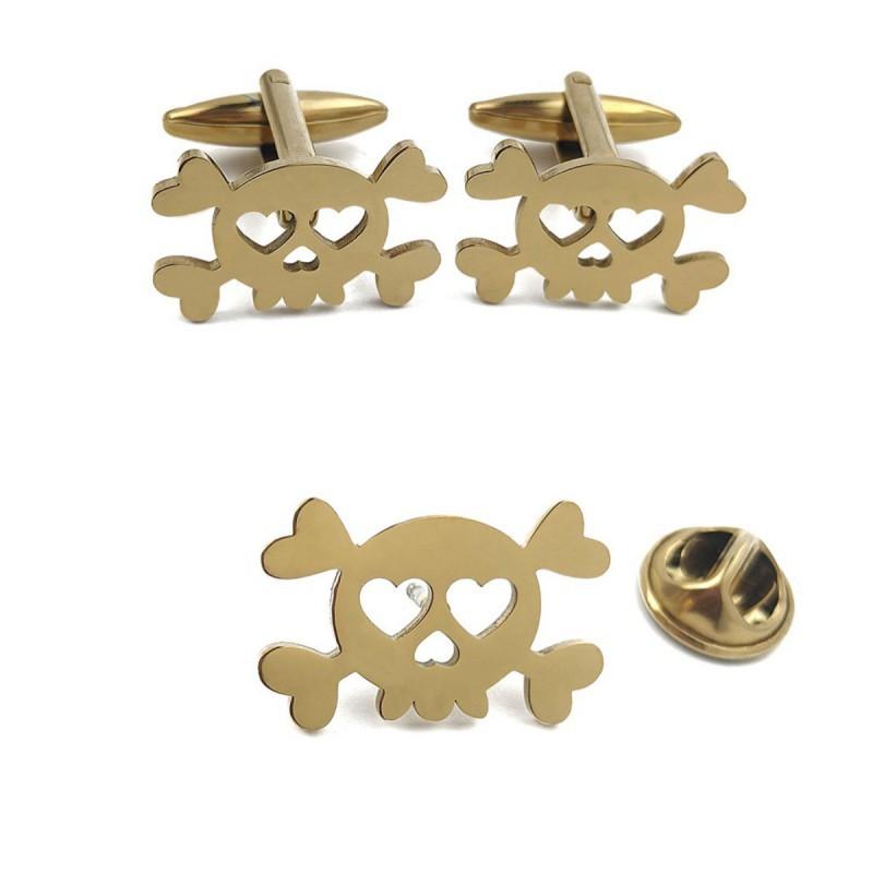 Ghost Horse Skull Brooch Cufflinks Punk Creative Personality Style Stainless Steel Material Not Easy To Fade Wear-resistant Accessories Decoration
