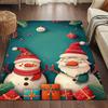 Snowman Polyester Area Rug with Non-Slip Backing – Durable Crystal Velvet Carpet, Festive Design for Home, Cafe & Hotel Decor,