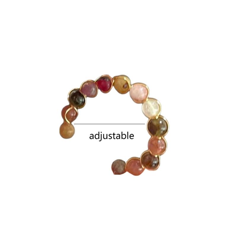 Colorful Beaded Rings Adjustable Rings Opening Rings Finger Open Rings Alloy Texture Suitable for Various Occasion