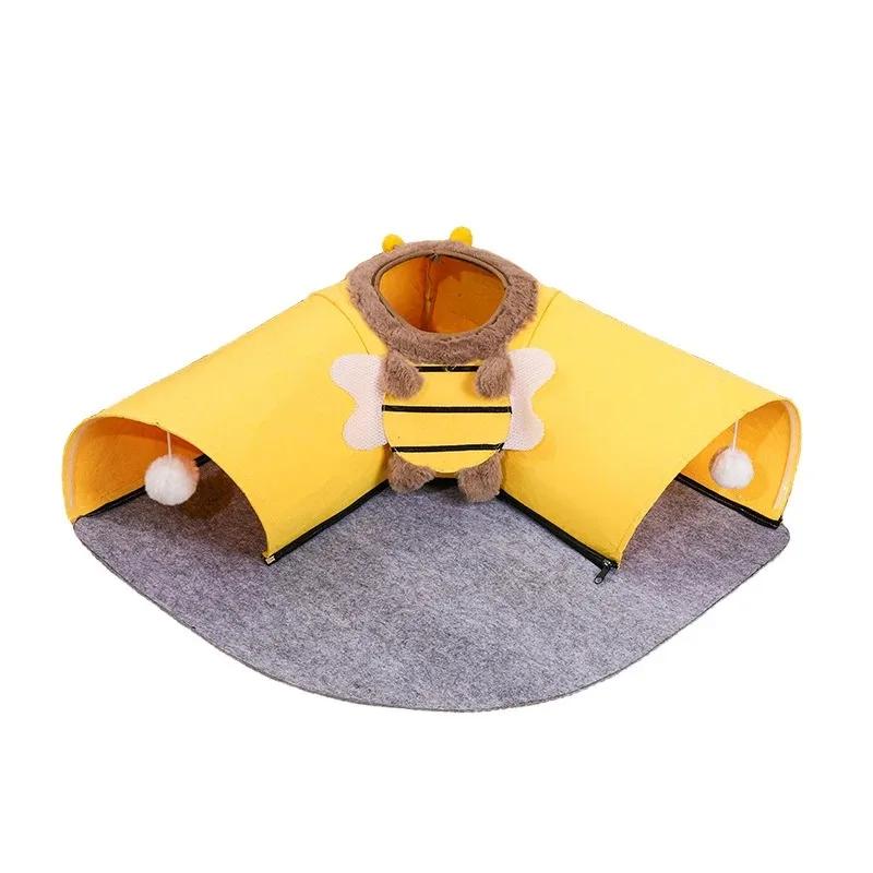 Foldable Felt Cat Tunnel Toy Detachable Indoor Pet Playhouse for Cats Sleeping and Playing All Seasons