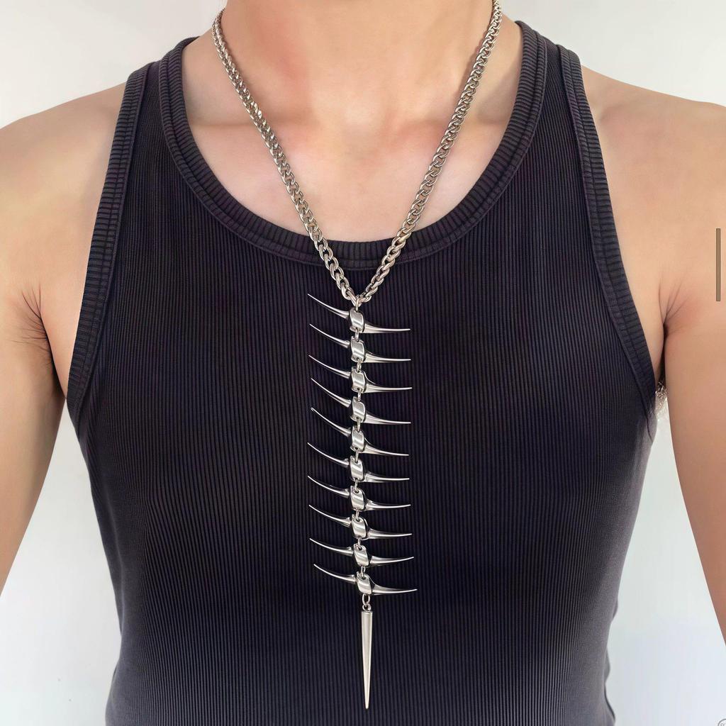 Trendy European & American Style Horns & Fish Bones Hip Hop Necklace