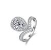Elegant Women's S925 Silver Moissanite Ring with Irregular Pear-Shaped 2 Carat Diamond Design