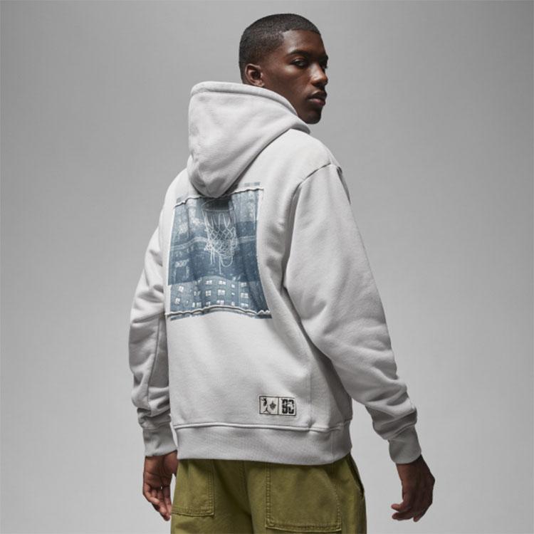 Jordan X Union Kollaboration SS23 Vintage Fleece Hoodie mit Tasche Herren Hoodie Grau FD4245-097