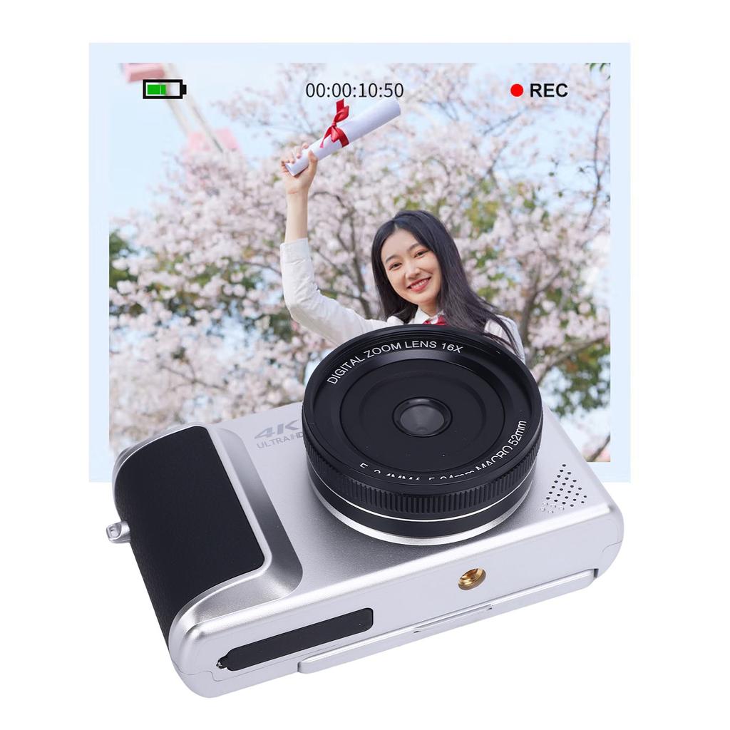 4K Digital Camera for Photography 6 P HD Auto  16X Digital Zoom Retro Mirrorless Video Camera with   Screen for Travel