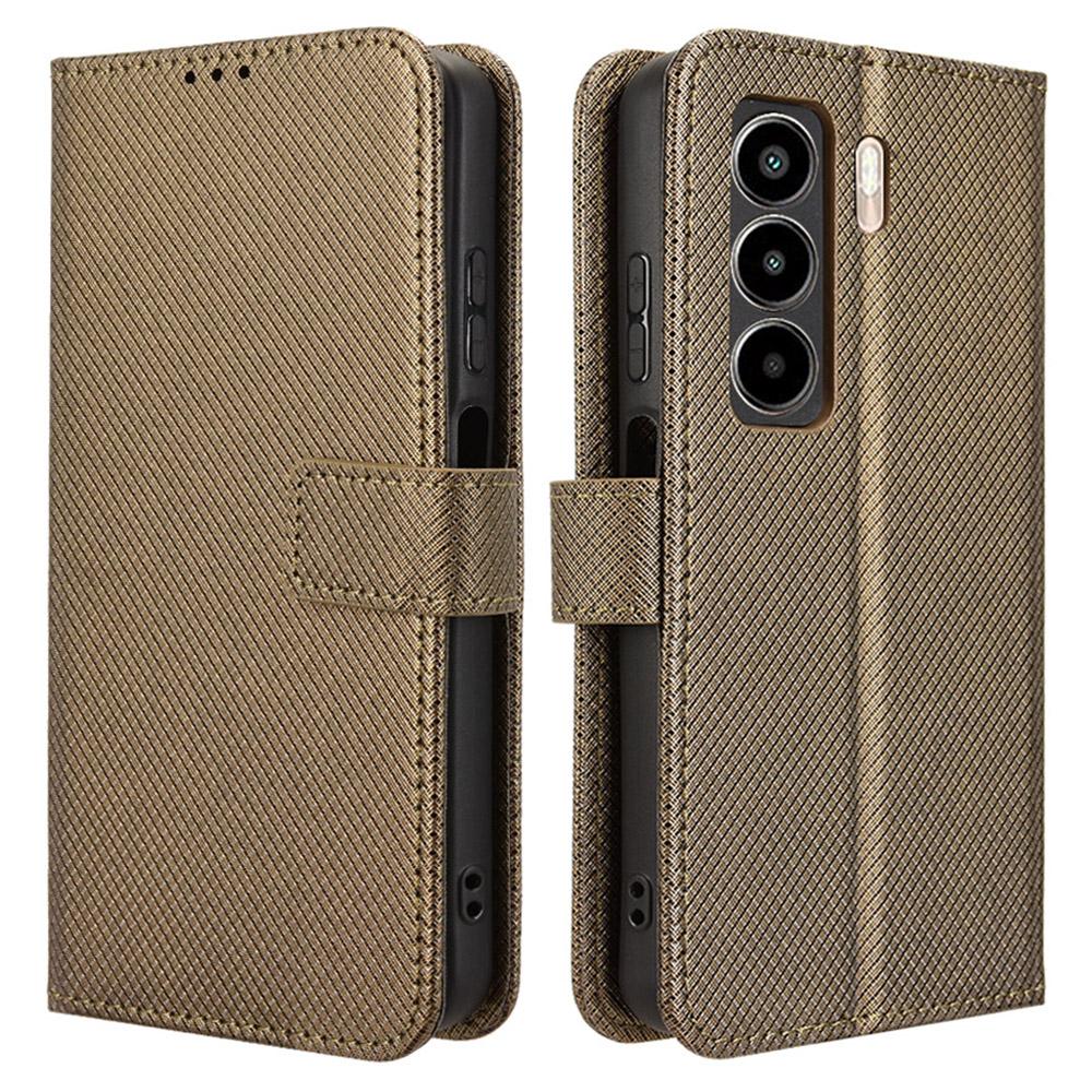 For itel Power 70 4G Case PU Leather Diamond Texture Wallet Phone Cover