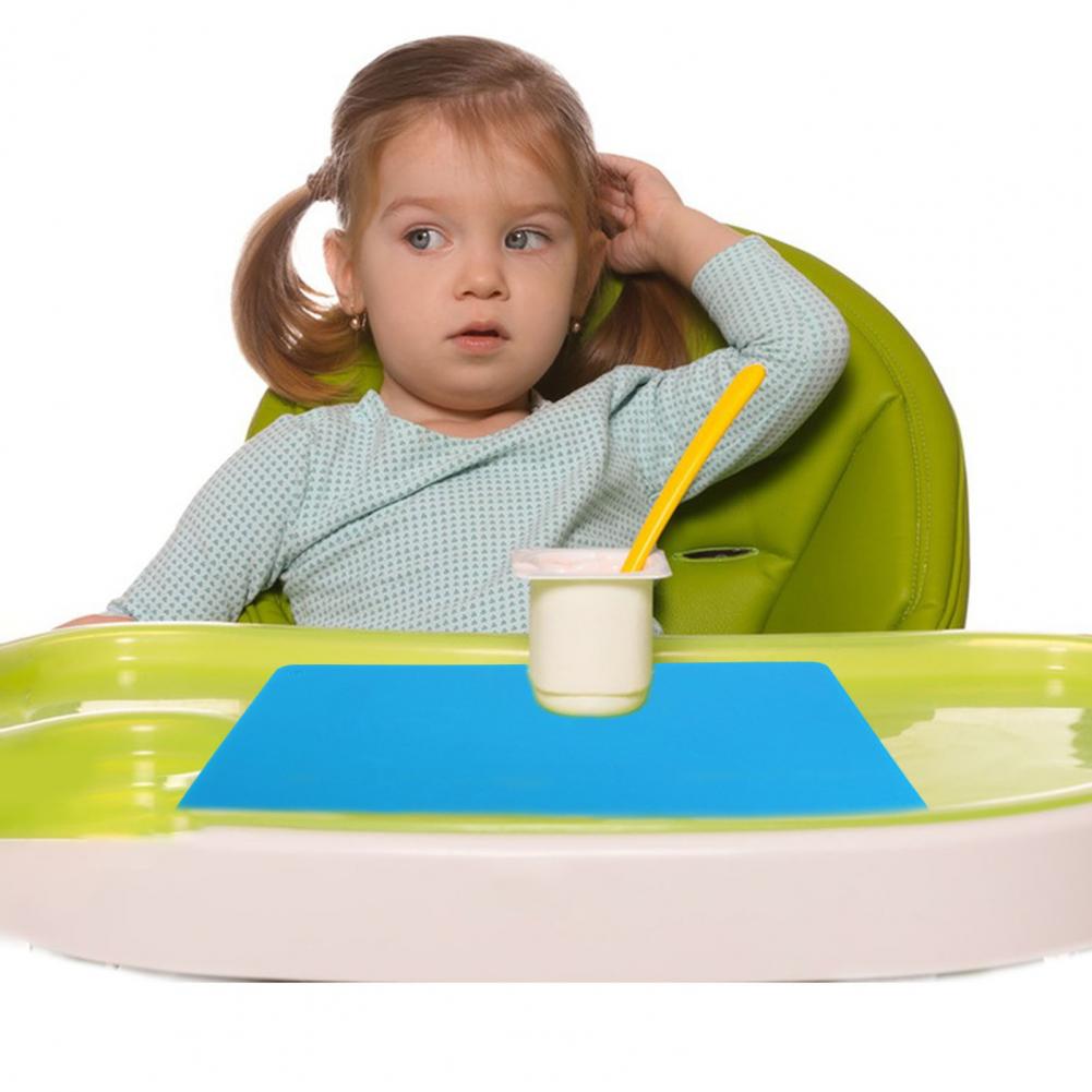 Stain-proof Baby Placemat Easy-clean Silicone Mat Heat Resistant Silicone Placemat with Raised Edges for Kids Crafts for Kitchen
