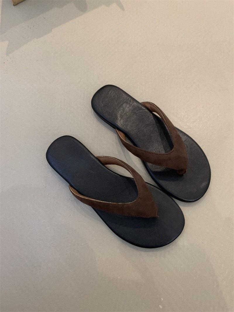 

Минималистичные сандалии с перемычкой для пляжного отдыха 2025 года, контрастных цветов, универсальные плоские шлепанцы, женские летние сандалии 40