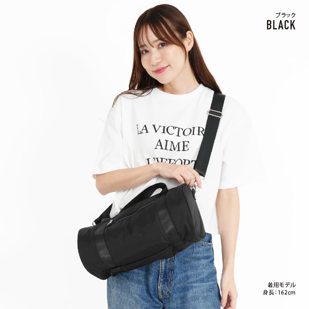Roll Boston Bag with Shoulder Strap NSR-30725 Black