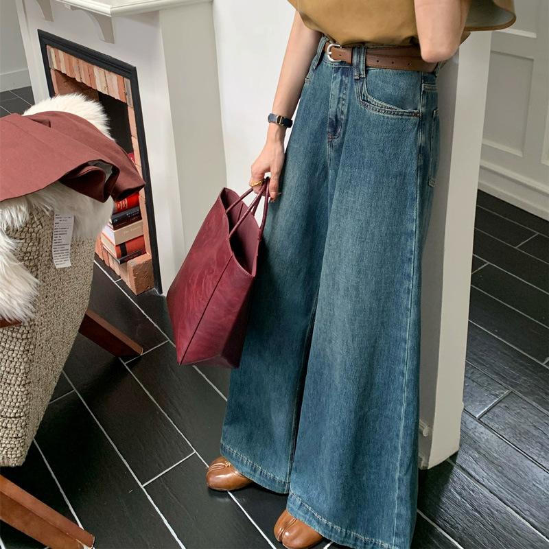 

Женские ковбойские брюки прямого кроя, ретро джинсы с высокой посадкой и широкими штанинами L