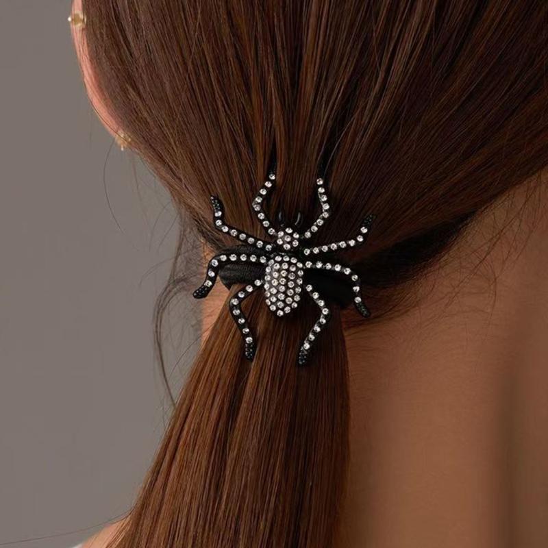 Spiders Hair Accessory For Women Halloween Crystal Rhinestones Decoration Party Hair Tie Everyday Use