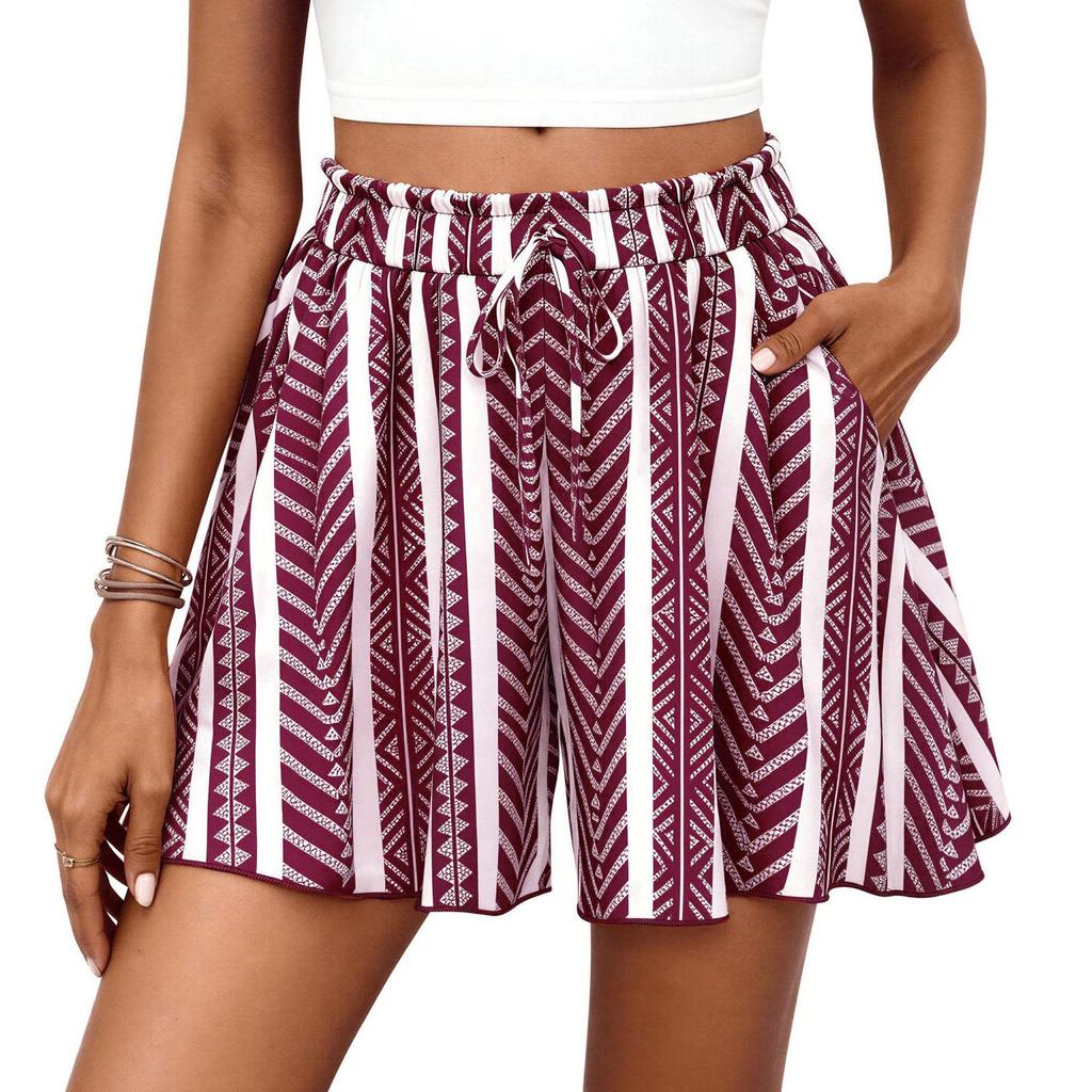 Women's Flowy High Waist Wide Leg Ruffle Midi Skirt for Spring/Summer Beach Vacation