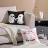 Funny Anime Cute GGhost Couple Cushion Cover Pillowcase Short Plush Invisible zipper Room Sofa Cushion Cover