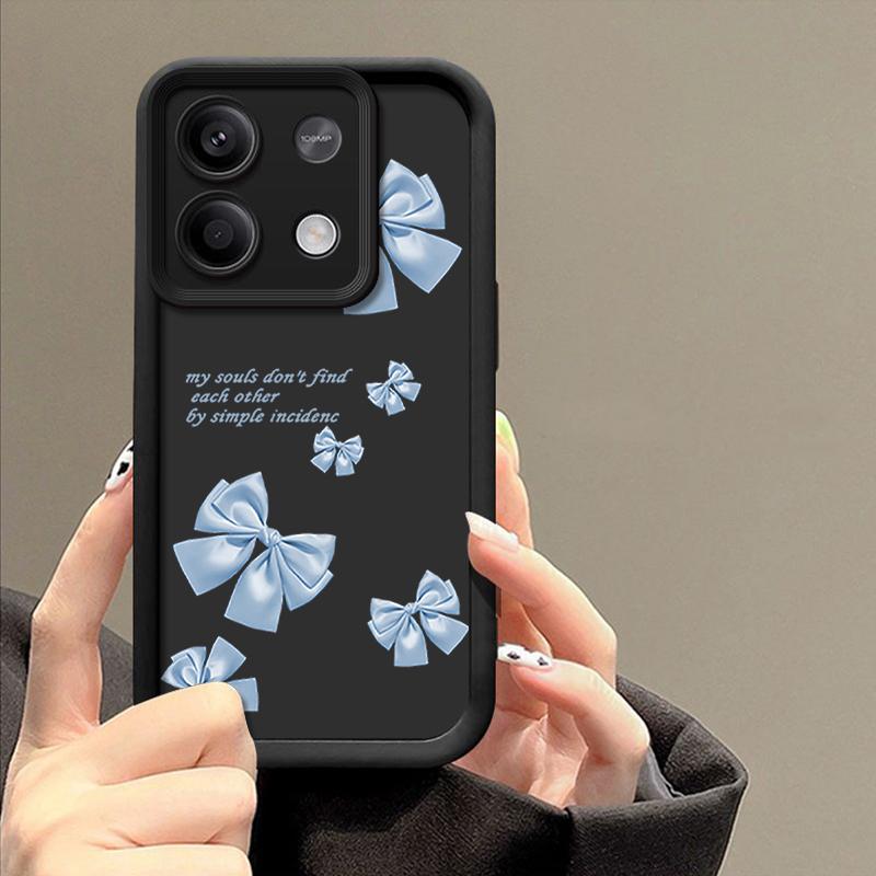 Bowknot Print Matte Soft TPU Phone Case For Xiaomi 14T Pro 13T Poco F6 X6 X5 Redmi 13C Note 14 13 Pro 12 Solid Color Lens Protection Shockproof Cover