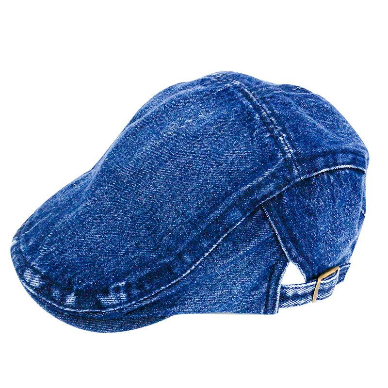

Берет из выстиранного денима, 100% хлопок, легкая бейсболка с плоским козырьком, женская модная шляпа от солнца с передним козырьком M（56-58cm）
