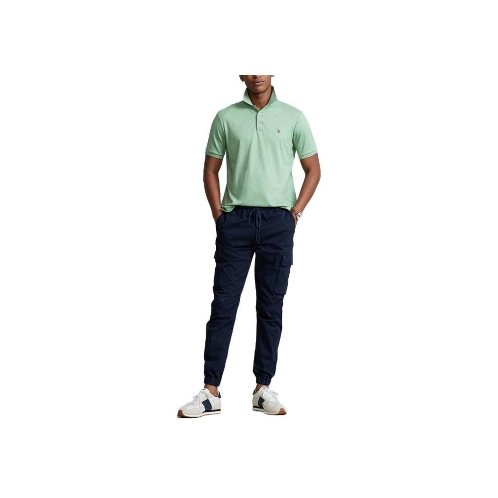 Polo Ralph Lauren Slim Fit Baumwolle Uni Kurzarm Poloshirt Herren Oberteile Grün MNPOKNI1N821593-300