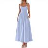 Women's Spaghetti Strap Maxi Dress with Ruffles and Pockets