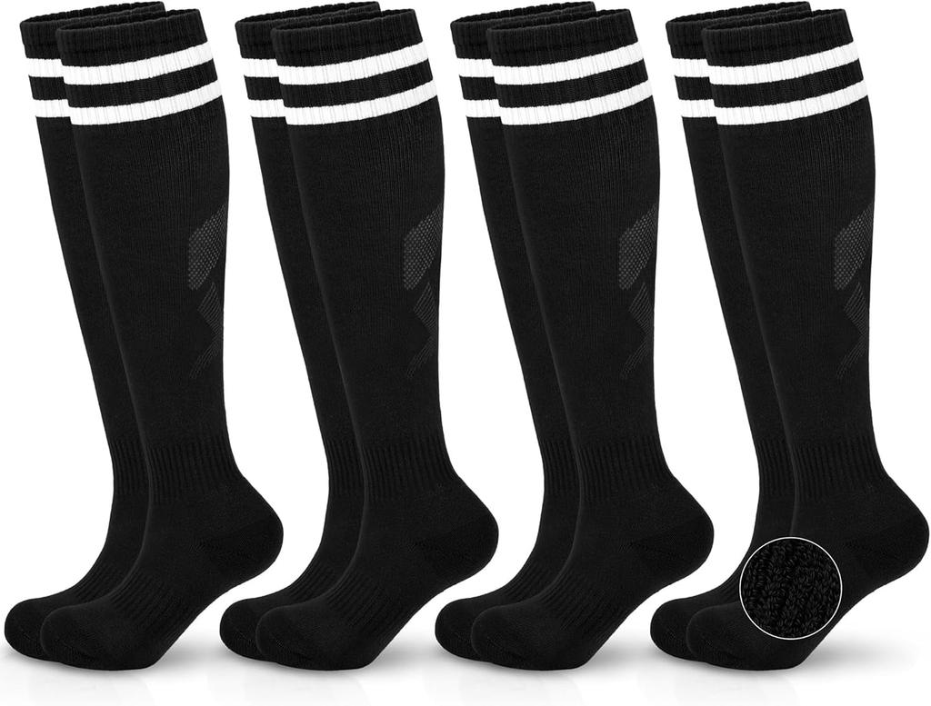 4 stk Over-the-Knee Fodboldstrømper Mænd Kvinder Atletiske Høj Skaft Fodboldstrømper Åndbart Tyndt Materiale Sportstrømper til Træning og Kamp