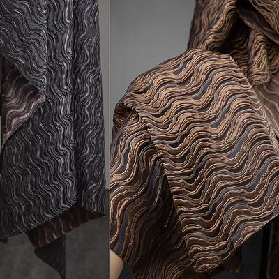 Heavy Embroidery Jacquard Fabric Layer Wave Texture Irregular Relief Pattern Designer Fabric For Diy Coat Jacket Clothing