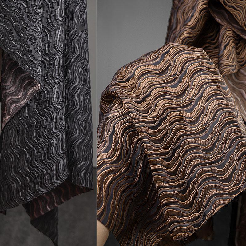 Heavy Embroidery Jacquard Fabric Layer Wave Texture Irregular Relief Pattern Designer Fabric For Diy Coat Jacket Clothing