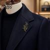 Brož s listem ginka Pánský klopový odznak na oblek, Design s peřím a meruňkou Retro styl Slitina zinku pro límec košile Kabát Svetr Šátek