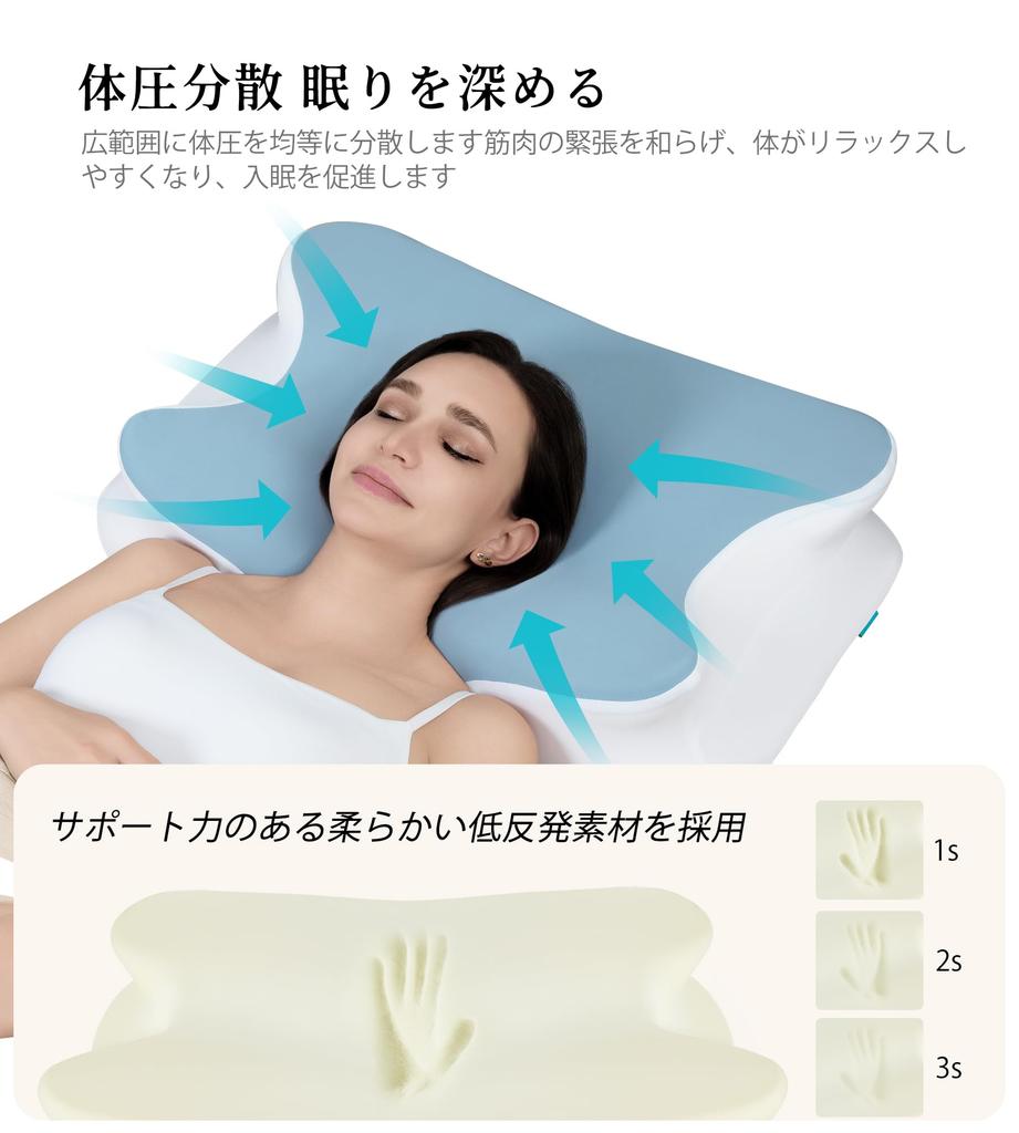 ALLJOY Memory Foam Pillow with Cooling Cover, Anti-Snoring, Shoulder Relief, Pressure Dispersion, Neck Pain Relief, Popular, Breathable, Hollow