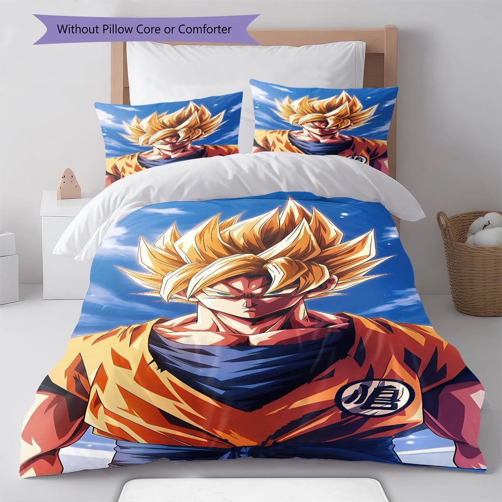 Vegito Muster Bettwäsche, Steppbett Set Bettbezug Kissenbezug Zuhause Geburtstagsgeschenk (1 Bettbezug + 2 Kissenbezüge, ohne Füllung)