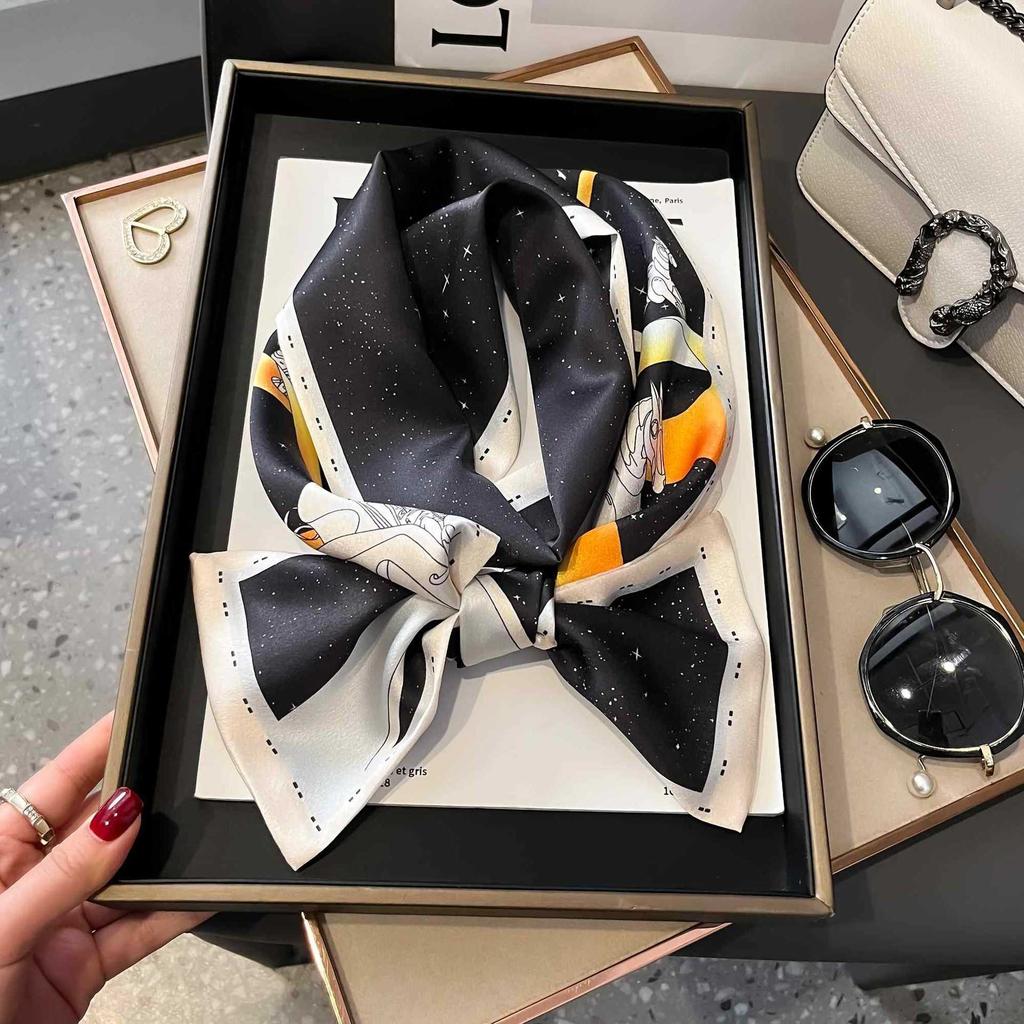 Small Silk Scarf Women's Spring and Autumn Thin Korean Version Versatile Thin and Narrow Long Scarf Tied Hair Temperament Square Scarf with Suit Shirt