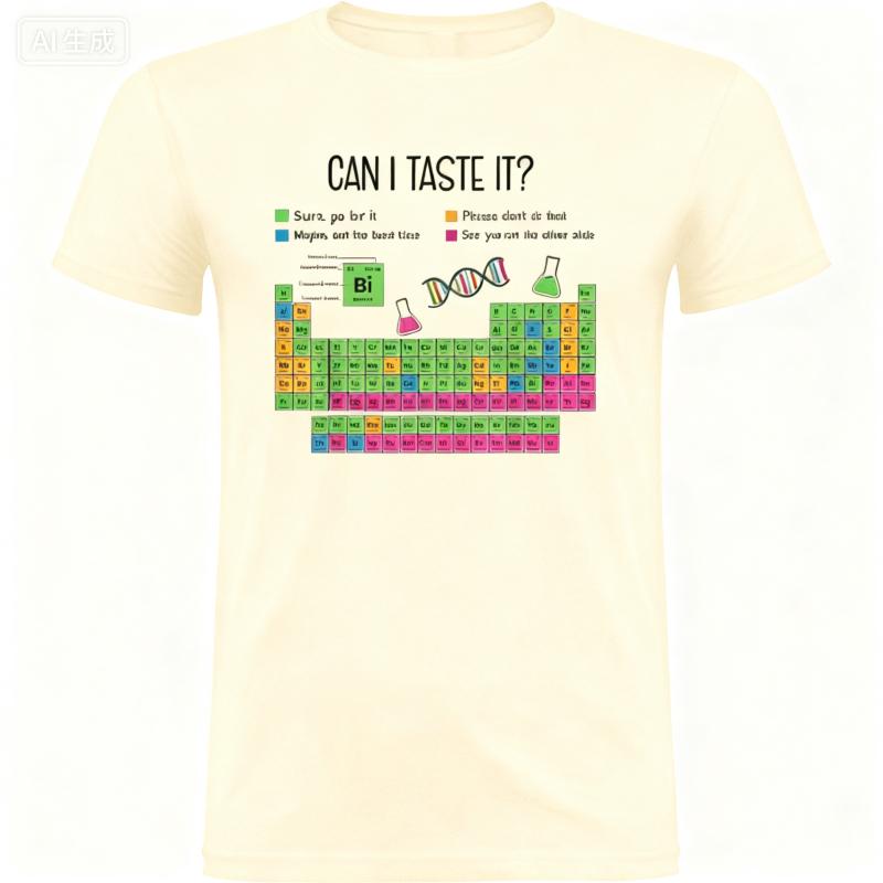 2025 Summer Can I Lick It Periodic Table Chart Science Teacher Cool Funny Meme 100 Pure Cotton Printed Tshirt for Men Tops Y2k