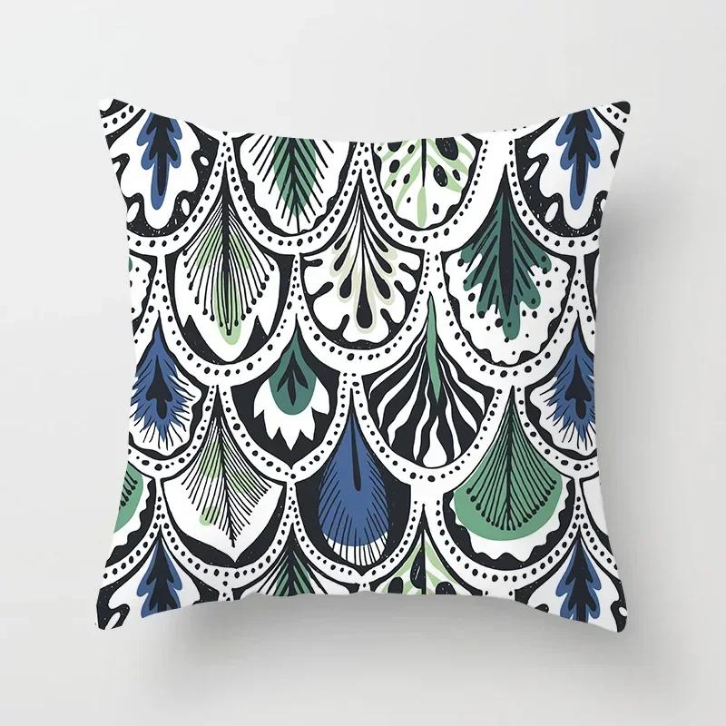 Blau Weiß Porzellan Druck Kissenbezug Böhmischer Stil Mandala Geometrie Kissenbezug Modern Mode Sofa Stühle Dekokissen