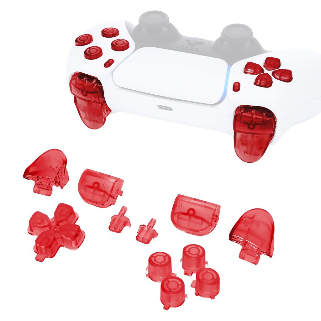 eXtremeRate Replacement for PS5 Controller Share Optional Face Clear Full Button Set for PlayStation 5 Controller Controller Not Included D-Pad