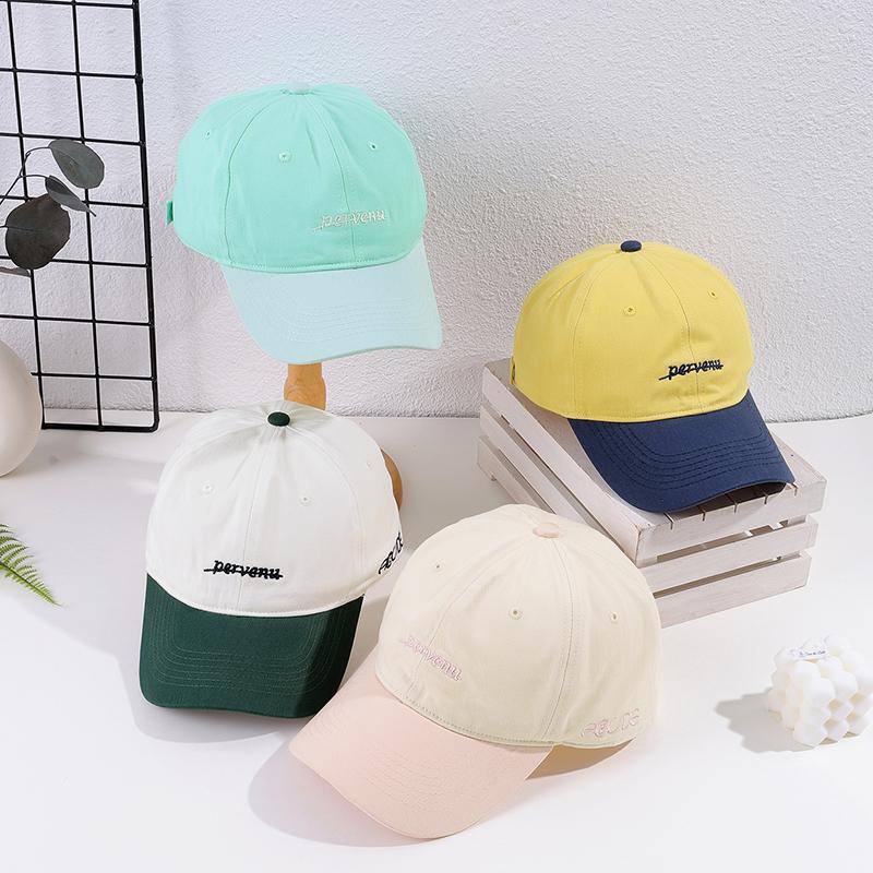 The new soft top Macaron color embroidered small letter copper buckle baseball cap fashion casual splice shade cap