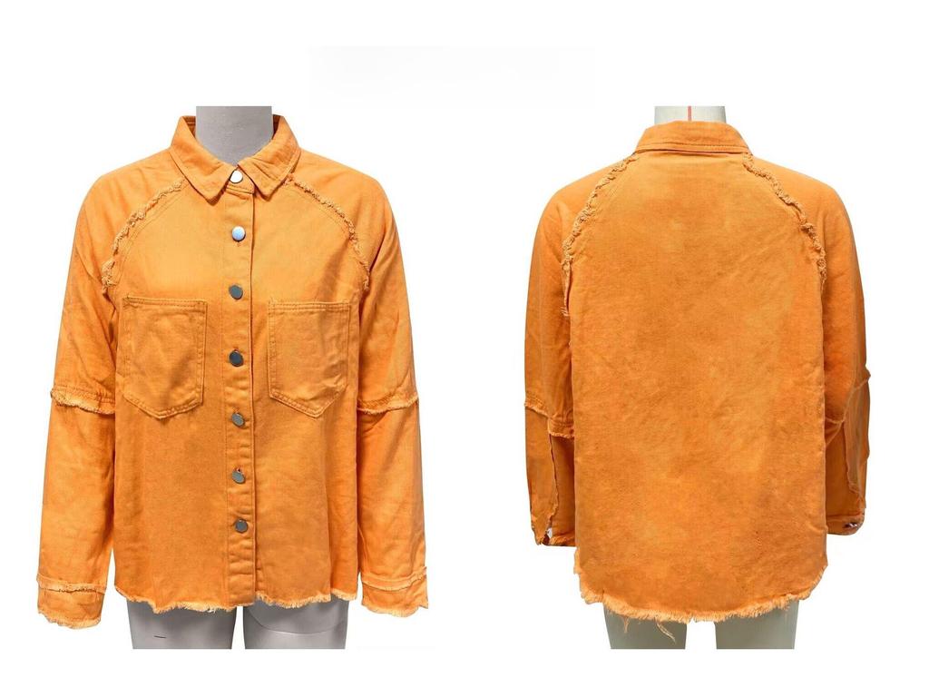 Damska letnia europejska i amerykańska luźna kurtka dżinsowa z dziurami na frędzle