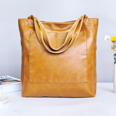 Freizeit-Einkaufstasche mit großem Fassungsvermögen, weiche Leder-Handtasche für Damen, Damen-Umhängetasche, Retro-Ölwachs-Leder-Tote-Bag