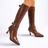 Fashion Punk Rivet Belt Buckle Decoration Knee-High Boots Women Sexy Pointed Toe Super High Heel Riding Boots Winter Brand Design Shoes