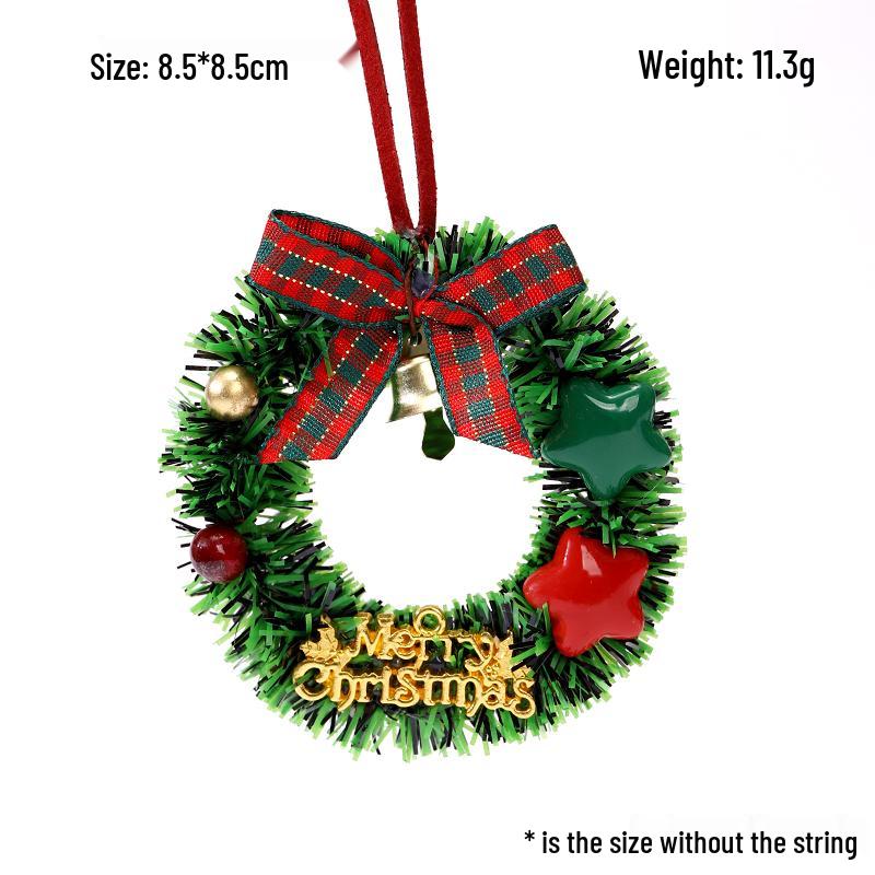 Mini Christmas Wreath Hanging Bell: Festive Car, Tree, and Window Decoration Pendant