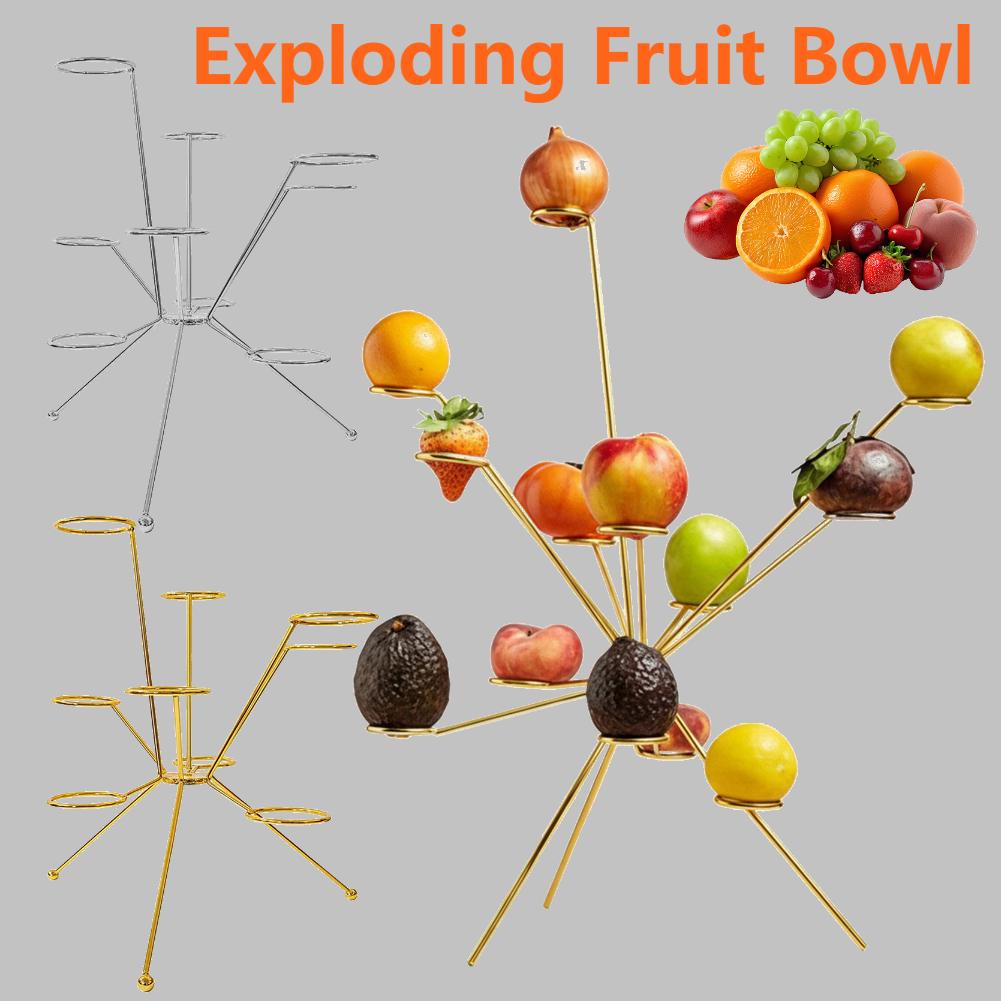 Modern Art Floating Fruit Display Stand Metallic Sculpture Metal Exploding Fruit Bowl Creative Art Centerpiece for Dining Table
