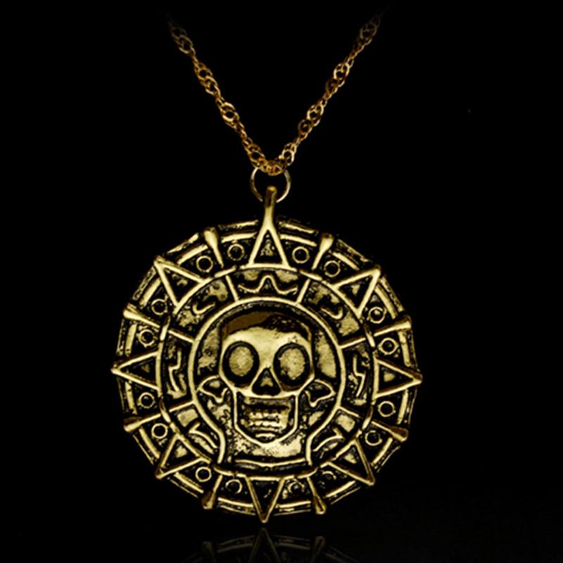 Vintage Necklace Aztec Medallion Skull Pendant Accessories