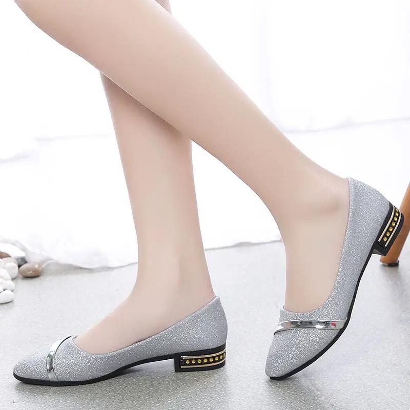 Fashion Pointed Toe Low Heel Elegant Shoes for Women Woman Pumps Y2k Fashion Popular Dress Stylish Footwear Genuine Mark Casual Non Slip