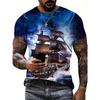 Sailing Ship Graphic T-Shirts Sailboat 3D Print Men Women T Shirt Short Sleeve Oversized Harajuku Y2k Tops Tees Kids Clothing
