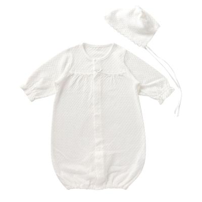 Krémové detské šaty de Coco s žakárovou stuhou a zapínaním v rozkroku Ideálne na bežné nosenie a Ideálne do nemocnice a pre Bábätko Cool a pre a Produkt