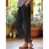 Women's Solid-Color Cotton-Linen Relaxed-Fit Wide-Leg Casual Pants with Elastic Waistband for Spring/Summer