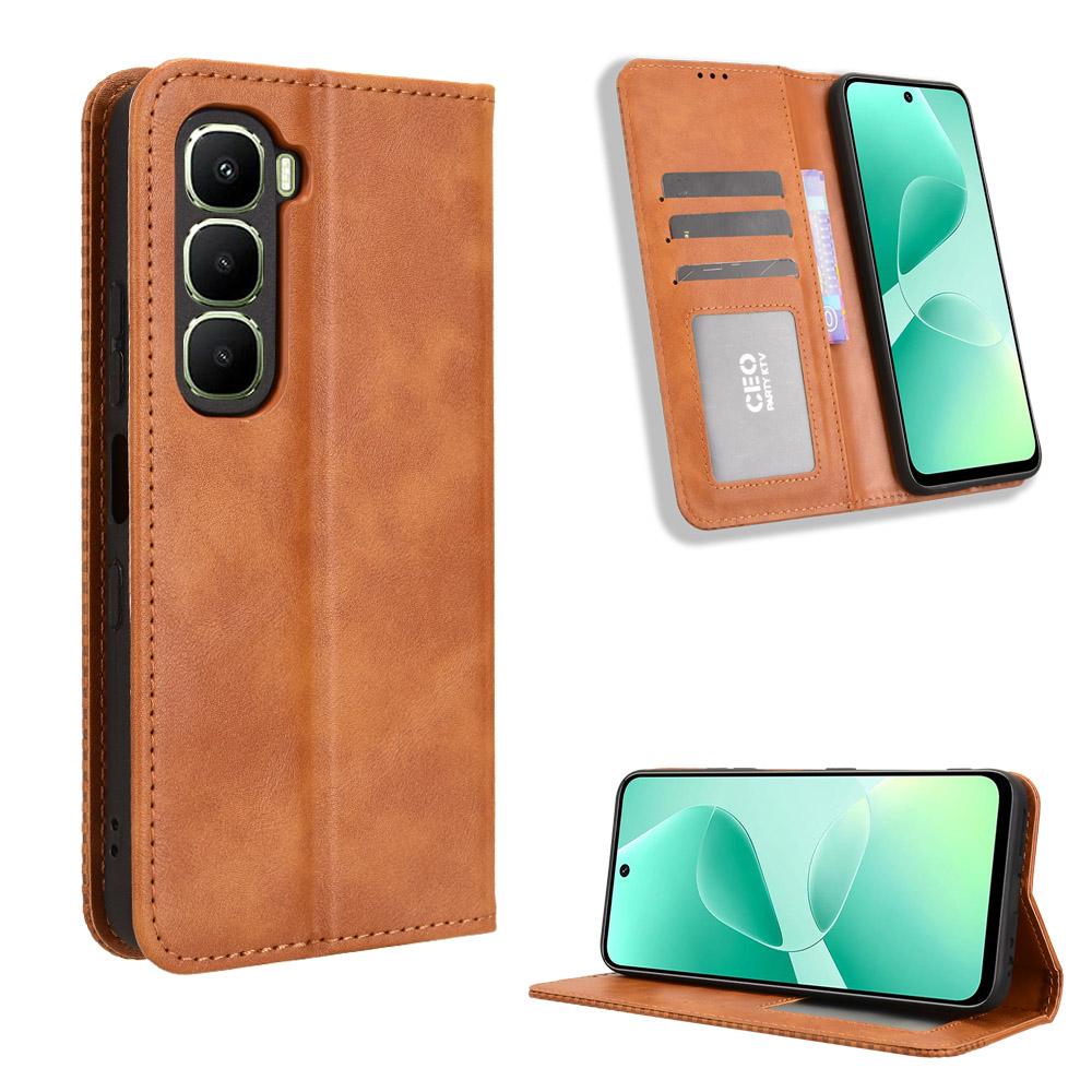 Flip Cases for Infinix Hot 60i 4G PU Leather Full-Body Protection Shockproof Durable Retro Phone Case