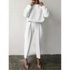Womens Autumn And Winter Elegant Solid Color Sets Ladies Casual Pullover Tops + Pants Loose Outfits