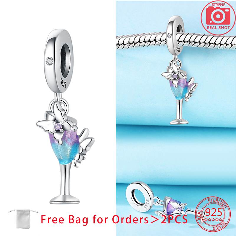 Original Charms Copper Wine Drink Ice Cream Guitar Beads Pendant Fit Bracelet Women Exquisite Jewelry Birthday Gift Making