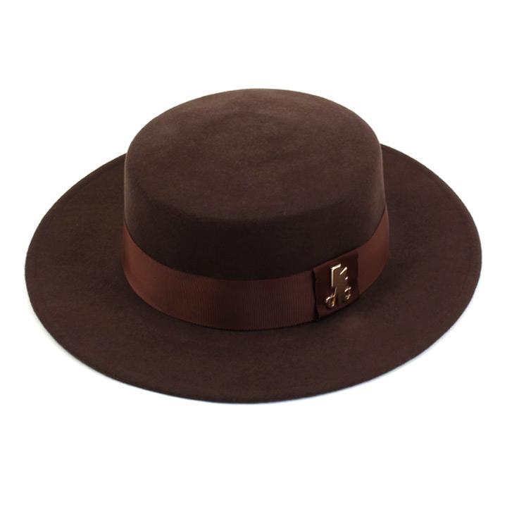 Yunibeosyeolkemiseuteuli Flat Brown Long Wool Fedora