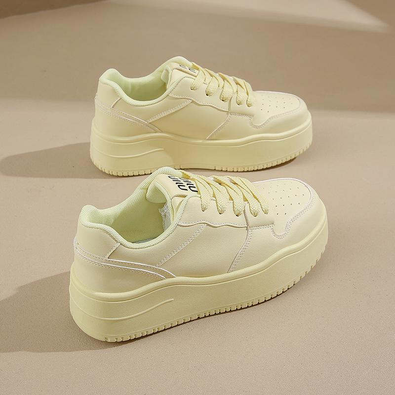 Fashion Autumn Leather Pink Platform Sneakers Thick Sole Chunky Shoes Women 2024 Slip On Lace-up Fashion Casual Outdoors Walking Shoes