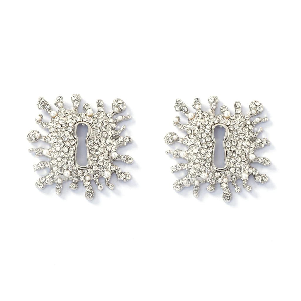 DIGADAGU Alloy Rhinestone Keyhole Geometric Stud Earrings New Simple Exaggerated Earrings Women Party Zircon Accessories