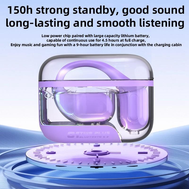 Bluetooth 5.3 TWS Headset With Colorful LED Light Supra-Aural Ear Hanging Earphone Wireless Sport Gaming Headphones