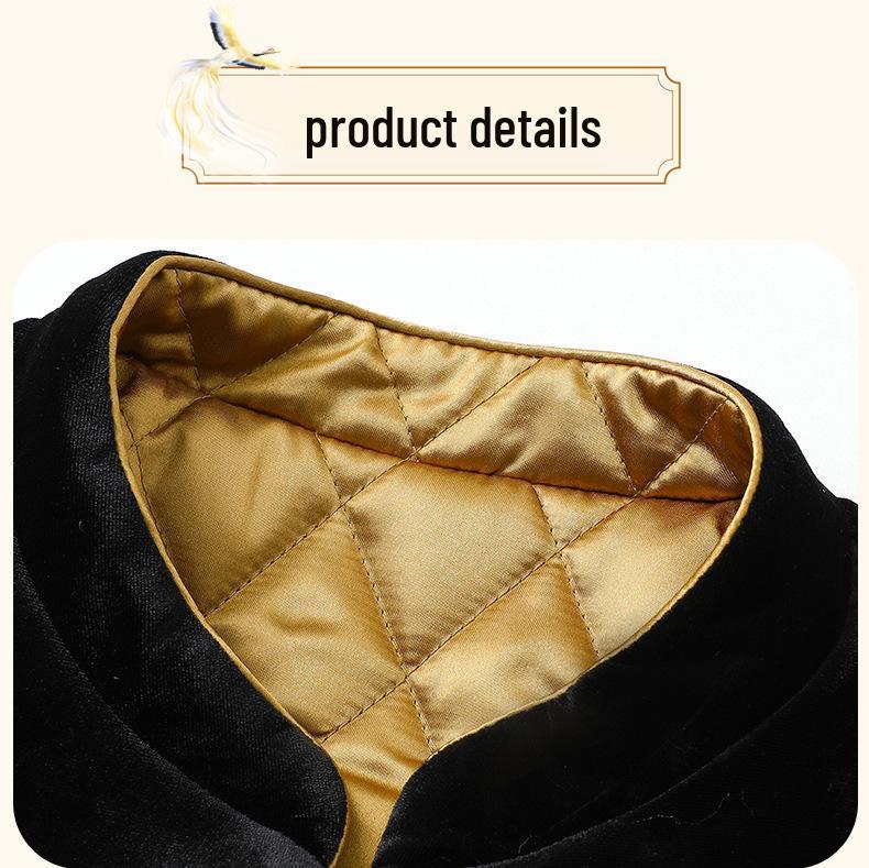 2025 Retro Chinese Style Silk Velvet Embroidered Jacket - Autumn/Winter Thickened Cotton Coat