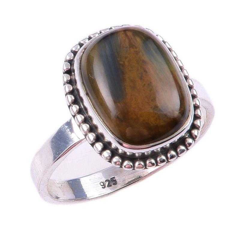 Natural Pietersite Gemstone Handmade 925 Solid Sterling Silver Ring S.8.5 K9u67